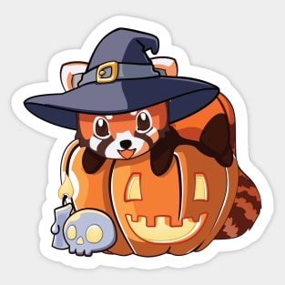 Red Panda on a Pumpkin Sticker